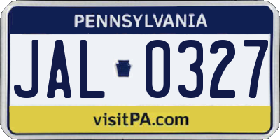 PA license plate JAL0327