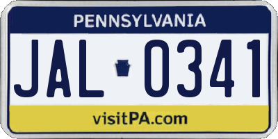 PA license plate JAL0341