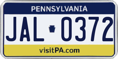 PA license plate JAL0372