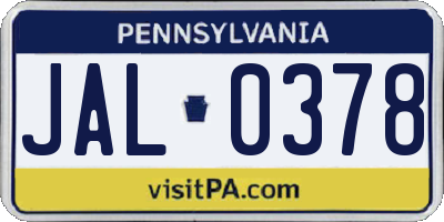 PA license plate JAL0378
