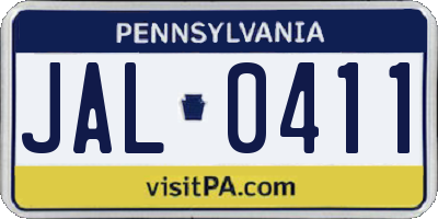 PA license plate JAL0411