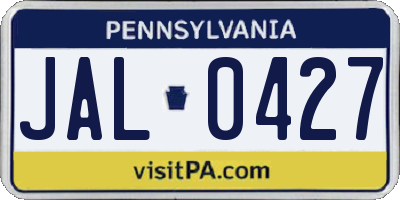 PA license plate JAL0427