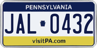 PA license plate JAL0432