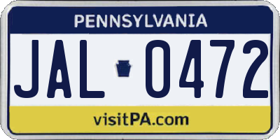 PA license plate JAL0472