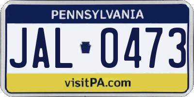 PA license plate JAL0473