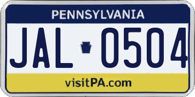 PA license plate JAL0504