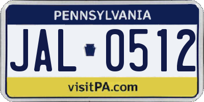 PA license plate JAL0512