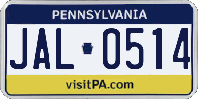 PA license plate JAL0514