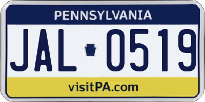 PA license plate JAL0519