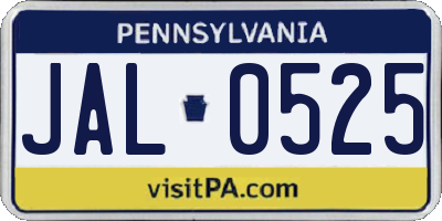 PA license plate JAL0525