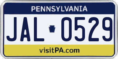 PA license plate JAL0529