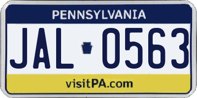 PA license plate JAL0563