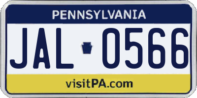 PA license plate JAL0566