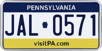 PA license plate JAL0571