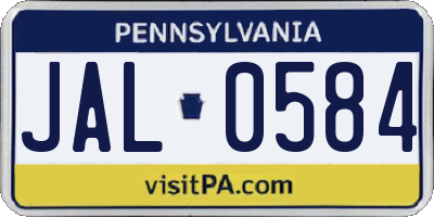 PA license plate JAL0584