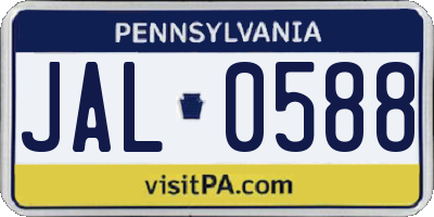 PA license plate JAL0588