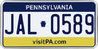 PA license plate JAL0589