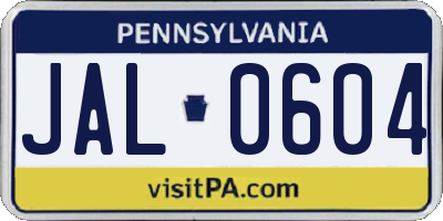 PA license plate JAL0604