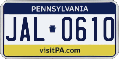 PA license plate JAL0610