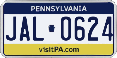 PA license plate JAL0624
