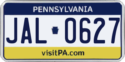 PA license plate JAL0627