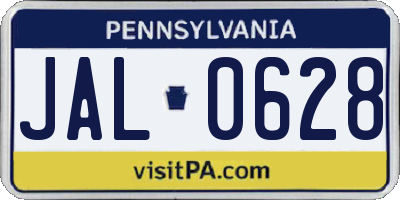 PA license plate JAL0628