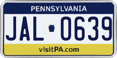 PA license plate JAL0639