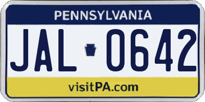 PA license plate JAL0642
