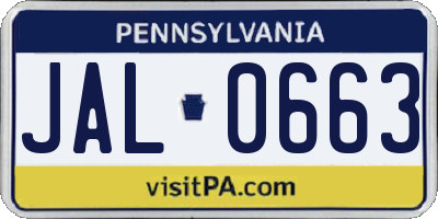PA license plate JAL0663