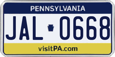 PA license plate JAL0668