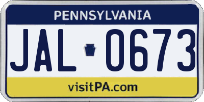 PA license plate JAL0673