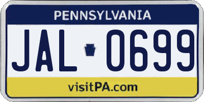 PA license plate JAL0699