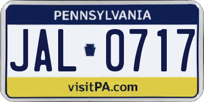 PA license plate JAL0717