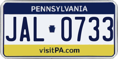 PA license plate JAL0733