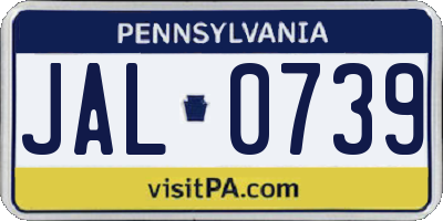 PA license plate JAL0739