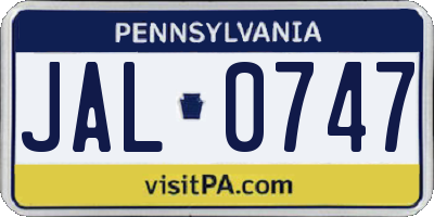 PA license plate JAL0747