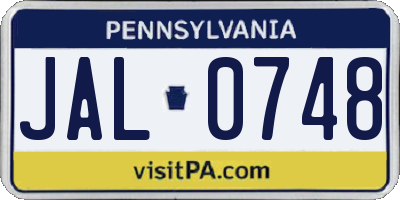 PA license plate JAL0748