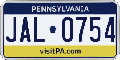 PA license plate JAL0754