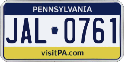 PA license plate JAL0761