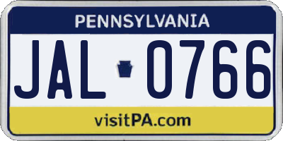 PA license plate JAL0766