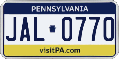PA license plate JAL0770