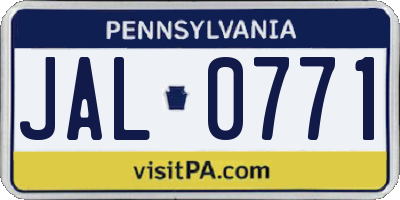 PA license plate JAL0771