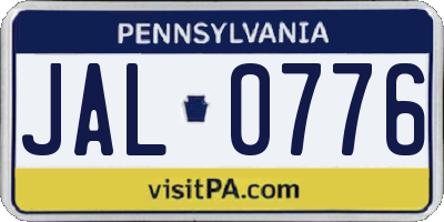 PA license plate JAL0776