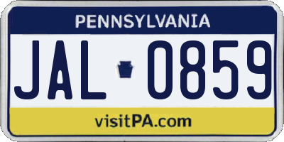 PA license plate JAL0859