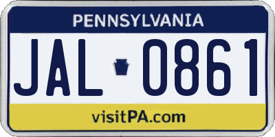 PA license plate JAL0861