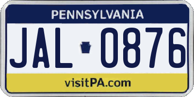 PA license plate JAL0876