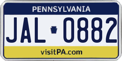 PA license plate JAL0882