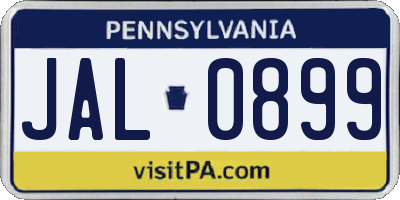 PA license plate JAL0899