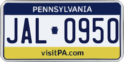 PA license plate JAL0950