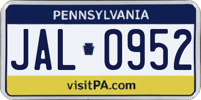 PA license plate JAL0952